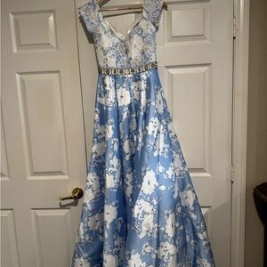 Prom Blue Floral Maxi Dress